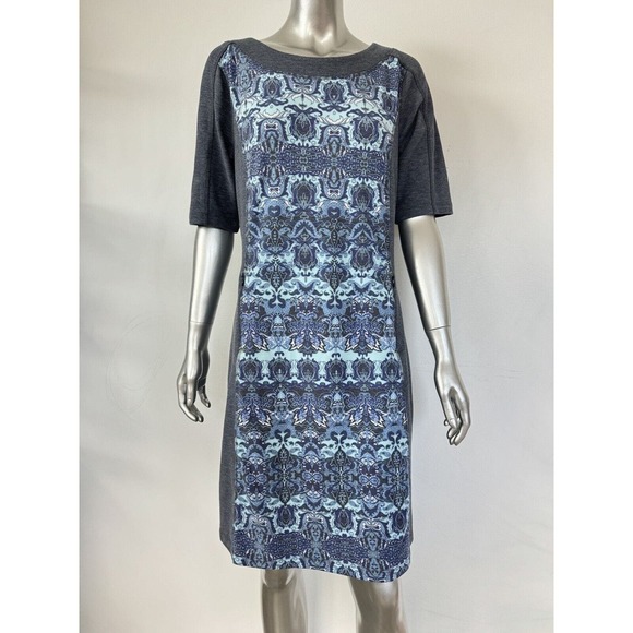 TITLE Nine Blue Dress Womens Medium Kaleidoscope Printed Zip Pockets - Picture 1 of 8